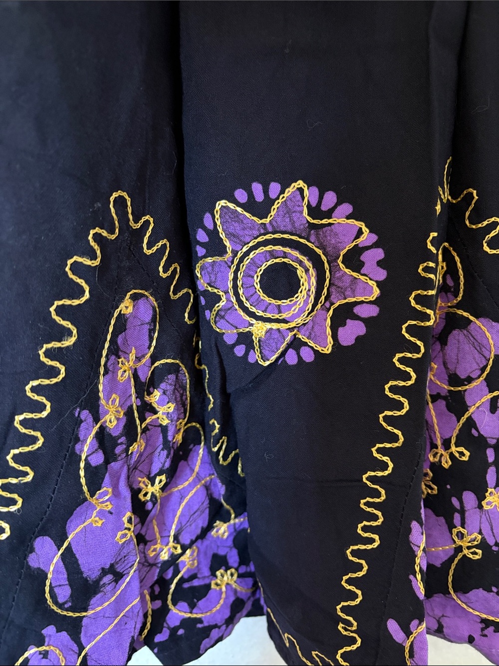 Black and Purple Embroidered Smocked Mini Dress - Picture 9 of 9